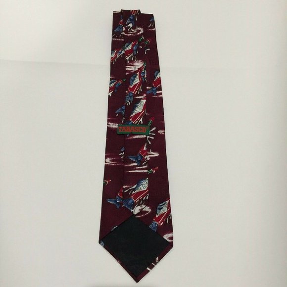 Mens Tabasco 100% Silk Neck Ties Hot Sauce bottle Novelty Print Fish 56" - Picture 6 of 9